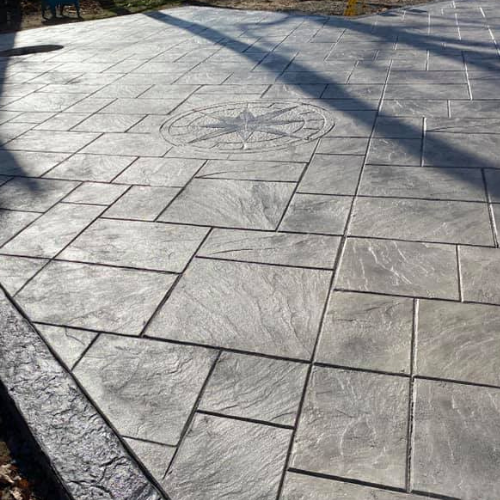 stamped concrete patio grey
